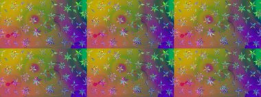 Raster illüstrasyonundaki çiçek desenli çizim. Yeşil ve kahverengi renkte çiçekler.