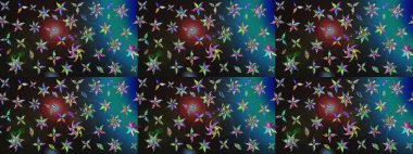 Raster illüstrasyonu. Çiçek desenli eskiz, darbeler, sıçramalar, yaz çiçekleri. Gri ve mavi renkte çiçekler.