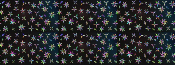 Eskiz arkaplan modeli. Raster - stok. Yapraklı çiçekler ve kır ve mavi renkli papatya çiçekleri..