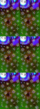 Çiçekli karalama şeklinde Raster çiçek deseni. Nazik, narin çiçek arkaplanı. Yeşil ve kahverengi renkte çiçekler.