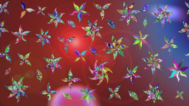 Kahverengi ve kırmızı renkte çiçekler. Sevimli çiçek raster deseni. Renkli Bahar Teması eskiz kalıbı. Düz Çiçek Elementleri Tasarımı.