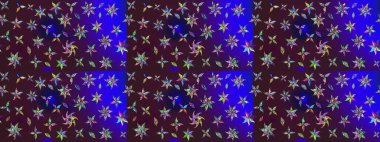 Suluboya çiçekli çiçek deseni. Kahverengi ve mavi renkli Asya tekstili. Raster illüstrasyonu.