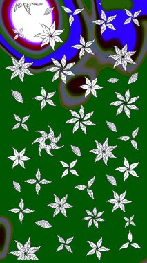 Renkli Bahar Teması eskiz kalıbı. Düz Çiçek Elementleri Tasarımı. Raster illüstrasyonundaki çiçek desenli çizim. Güzel kumaş deseni.