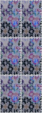 Renkli Bahar Temalı Kusursuz Arkaplan. Raster illüstrasyonu. Çiçekli, suluboya desenli kusursuz çiçek deseni. Gri ve nötr renkte çiçekler. Düz Çiçek Elementleri Tasarımı.