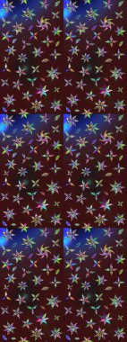 Kahverengi ve mor renkte yaz çiçekleri. Küçük çiçekteki sevimli çiçek deseni. Raster deseni. Raster illüstrasyonu.