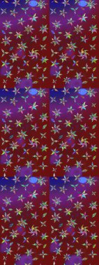 Elle boyanmış suluboya resim çizimleri, çiçekler ve bitkiler. Kırmızı ve mor renkte çiçekler.