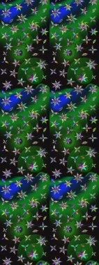 Raster düz çiçek çizim deseni. Hediye ambalaj kağıdı, tebrik kartları, posterler ve pankart tasarımı. Yeşil ve gri renkte çiçekler.