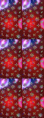 Raster. Kırmızı ve kahverengi renkte güzel çiçekleri olan eskiz deseni, suluboya çiçek deseni, duvar kağıdı, kart veya kumaş için fayanslı.