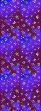 Mor ve mor renkli çiçekler. Raster illüstrasyonunda çiçek deseni çizimi.