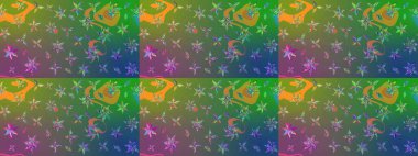 Raster illüstrasyonu. Şatafatlı bahar bahçesi dokusu. Çiçek deseni. Çiçek çizimi arkaplanı.