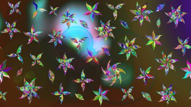 Çiçek deseni. Düz Çiçek Elementleri Tasarımı. Renkli Bahar Teması eskiz kalıbı. Raster çizimi. Güzel kumaş deseni..