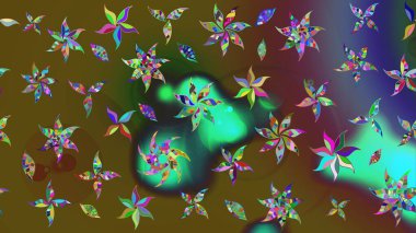 Renklere karalamalar çizilmiş çiçek deseni. Raster illüstrasyonu.