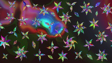 Çiçek desenli çizim. Renkli çiçekler. Asya tekstil tarzında. Raster illüstrasyonu. Raster illüstrasyonu.