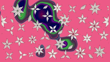 Klasik çiçek tasarımı elementleri. Raster illüstrasyonu. Pembe ve nötr kıvırcık çiçekler pembe ve nötr renklerde şekillenir.