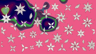 Tropik çiçek desenleri. Raster illüstrasyonu. Pembe ve nötr renkte çiçekler.