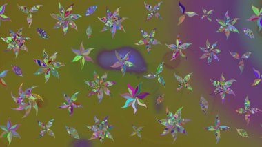 Raster illüstrasyonu. Çiçek. Kahverengi ve yeşil renklerde. Taslak dekoratif arka plan, çiçek mandala.