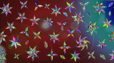 Kahverengi ve mavi renkli çiçekler. Renkli Bahar Teması eskiz kalıbı. Güzel çiçek deseni. Düz Çiçek Elementleri Tasarımı.