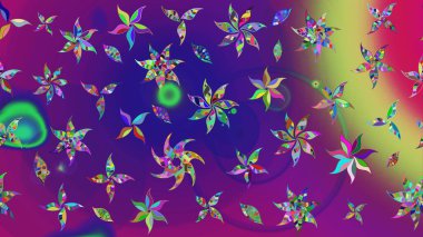 Nazik, narin çiçek arkaplanı. Çiçekli karalama şeklinde Raster çiçek deseni. Mor ve mor renkte çiçekler.