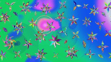 Raster illüstrasyonu. El çizimi. Çiçekli, yapraklı, çiçek desenli çizim..