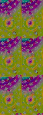 Düz Çiçek Elementleri Tasarımı. Renkli Bahar Teması eskiz kalıbı. Raster..