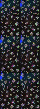 Düz Çiçek Elementleri Tasarımı. Renkli Yaz Temalı eskiz kalıbı. Gri ve mavi renkte çiçekler. Çiçekli retro deseni çiz.