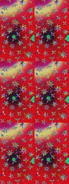 Kırmızı ve nötr renklerde Asya tekstil tarzında. Raster illüstrasyonu. Çiçek desenini çiz.