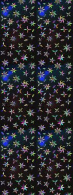 Raster deseni. Bahar çiçekleri dallı desen, gri ve mavi renkler çiçekli siluet.