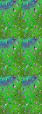 Moda arka planında parlak buketler. Raster illüstrasyonu. Eski usul küçük çiçekli şirin bir eskiz deseni. Kumaş, duvar kâğıdı ve kağıda yazdırmak için gelişen arkaplan.