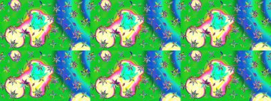 Asya tekstil tarzında. Güzel kumaş deseni. Çiçek desenli çizim. Düz Çiçek Elementleri Tasarımı. Renkli Bahar Teması eskiz kalıbı. Raster illüstrasyonu.