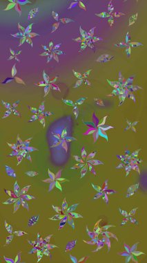 Raster illüstrasyonu. Taslak dekoratif arka plan, çiçek mandala. Çiçek. Kahverengi ve yeşil renklerde.