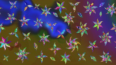 Küçük renkli çiçekler. Moda baskıları için zarif bir şablon. Küçük çiçekte güzel bir desen. Motley illüstrasyonu. Robot resim. Çiçekli yaz çiçekleri.