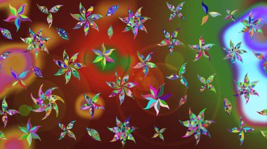 Renkli Bahar Teması eskiz kalıbı. Düz Çiçek Elementleri Tasarımı. Raster illüstrasyonu. Zarif Çiçekler Çiçek Renkli Suluboya.