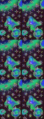 Kahverengi ve yeşil renklerde. Raster illüstrasyonu. Çiçekli güzel suluboya desen.