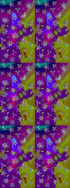 Raster illüstrasyonu. Çiçek desenli çizim. Düz Çiçek Elementleri Tasarımı. Güzel kumaş deseni. Renkli Bahar Teması eskiz kalıbı. Asya tekstil tarzında.