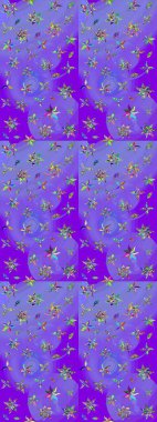 Raster çiçek desenli çiçek deseni, yapraklar, dekoratif elementler, sıçrama, lekeler, el çizimi kontur çizgileri ve Doodle çizim stili, grafik raster çizim çizimi.