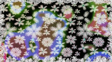 Düz Çiçek Elementleri Tasarımı. Raster Modaya uygun kumaş deseni. Renkli Bahar Temalı Kusursuz Arkaplan. Tarafsız ve gri renkli şirin çiçek deseni.