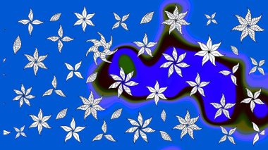 Raster illüstrasyonundaki çiçek desenli çizim. Renkli Bahar Teması eskiz kalıbı. Düz Çiçek Elementleri Tasarımı. Süslü kumaş deseni.