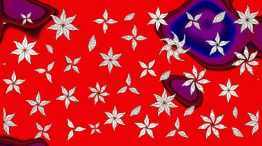 Kırmızı ve nötr renklerde çiçekler. Çiçekli karalama şeklinde Raster çiçek deseni. Yumuşak, yaz çiçekli arka plan.