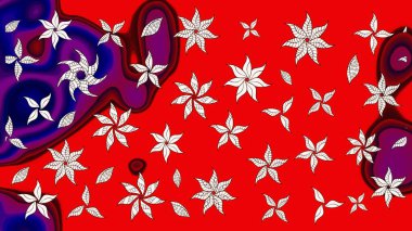 Güzel kumaş deseni. El çizimi. Raster illüstrasyonu. Çiçekler, dallar, otlar ve çiçekler.