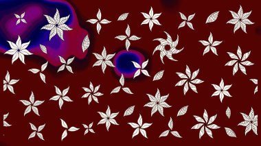 Çiçek desenli eskiz, darbeler, sıçramalar, yaz çiçekleri. Raster illüstrasyonu. Kırmızı ve nötr renkte çiçekler.