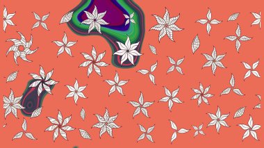 Çiçek desenli eskiz, darbeler, sıçramalar, yaz çiçekleri. Çiçekler turuncu ve nötr renklerde. Raster illüstrasyonu.