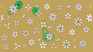 Şirin çiçek elementleri. Taslak desenli, modaya uygun kumaş deseni. Raster illüstrasyonu. Düz Çiçek Elementleri Tasarımı. Renkli Bahar Teması çizim şablonu.