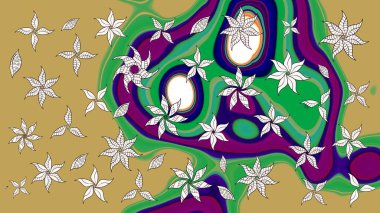 Küçük çiçekteki sevimli çiçek deseni. Sarı ve yeşil renkte çiçekler.