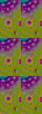 Parlak çiçekli yeşil ve mor renkler üzerine soyut çizim deseni. Küçük çiçekte hoş bir çiçek deseni var. Çiçek elementli zarif raster dokusu..