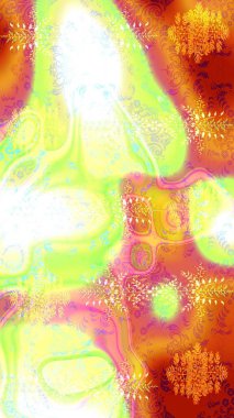 Sanat terapisi tarzı zen çizim için turuncu, turuncu ve yeşil mandala şeklinde kar taneleri. El çizimi, dövme stili, kumaş tasarımı ve Raster illüstrasyonunda kartlar..