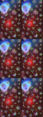 Renkli Bahar Teması eskiz kalıbı. Raster Şirin kumaş deseni. Düz Çiçek Elementleri Tasarımı. Eskiz klasiği.