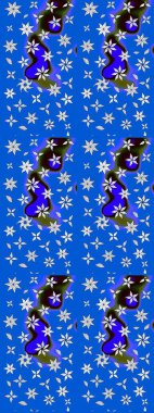 Mavi ve nötr renklerde çiçekler. Raster illüstrasyonunda çiçek deseni çizimi.