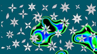 Renkli Bahar Teması eskiz kalıbı. Çiçek desenli çizim. Düz Çiçek Elementleri Tasarımı. Asya tekstil tarzında. Raster illüstrasyonu. Mavi renkte çiçekler.