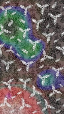 Raster illüstrasyonu. Robot resim. Şirin çiçek elementleri. Kahverengi renkte çiçekler.