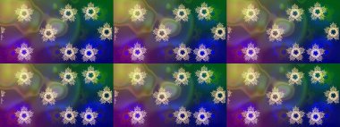 Kar taneleri arka planda. Kar taneleri deseni. Raster illüstrasyonu. Kar tanesi süsleme deseni. Renkli arkaplanda izole edilmiş kar tanelerinin düz tasarımı.